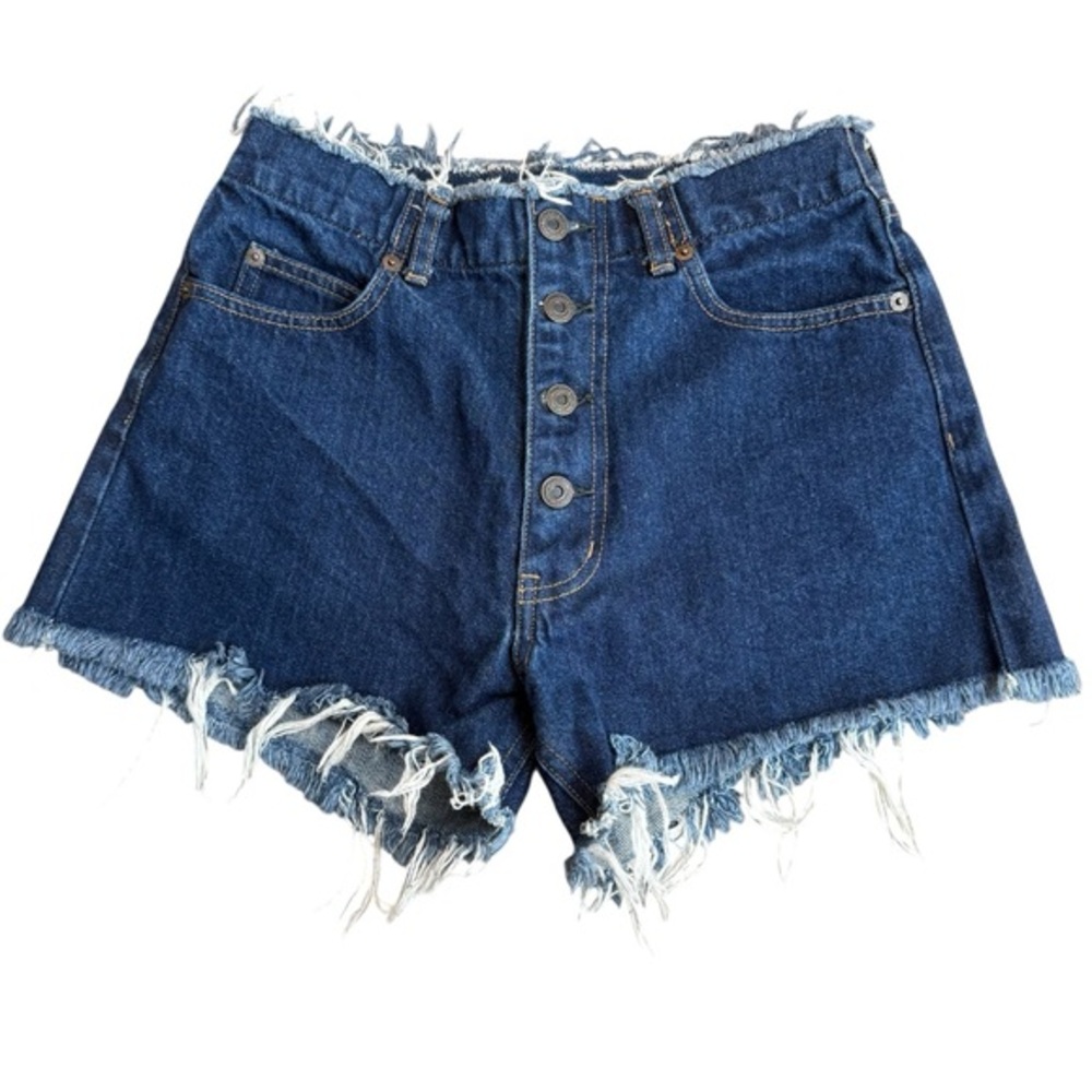 Moussy Size 1 High Waist Frayed Hem‎ Daisy Duke Denim Shorts Blue Festival